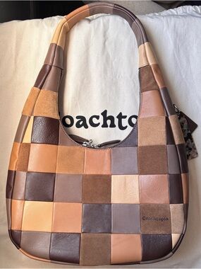 Coach/Coachtopia Alter/Ego Crescent Shoulder Bag in leather & suede multi browns